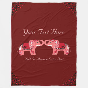 Couverture Polaire Éléphant de henné (rouge/rose)