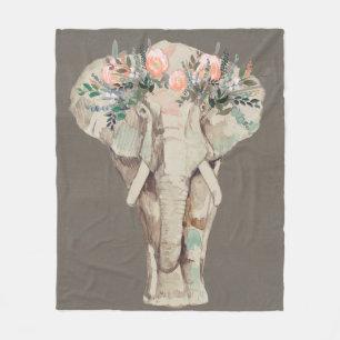 Couverture Polaire Eléphant de la Couronne de fleurs II