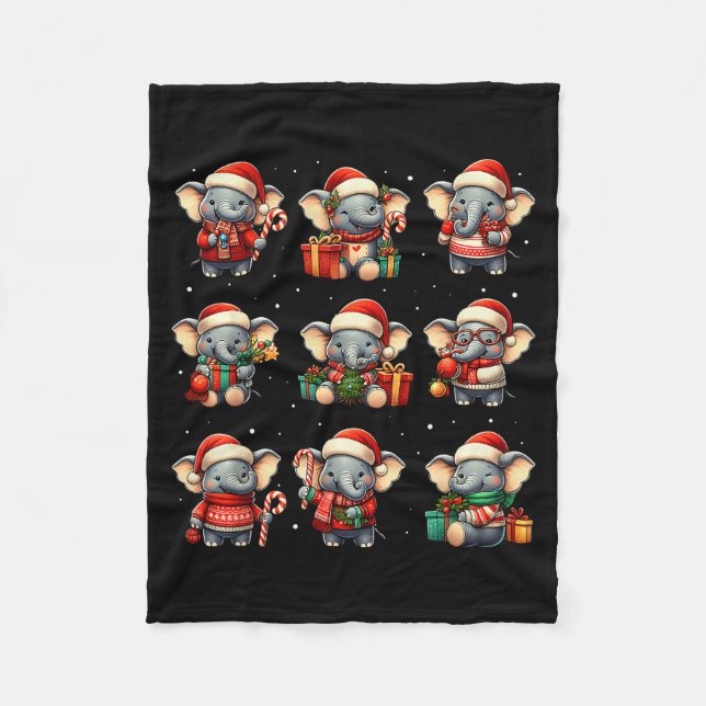 Couverture Polaire Éléphant de Noël Drôle Amateur d'Éléphant Pyjama H (Devant)