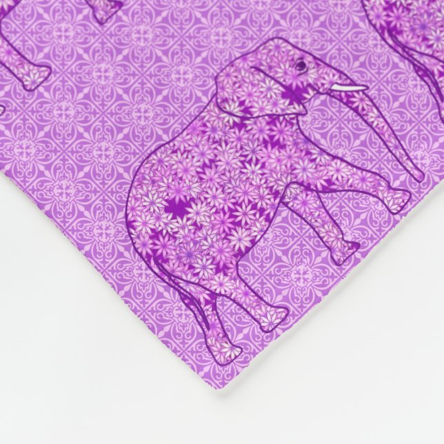 Couverture Polaire Eléphant fleur - améthyste violet (Coin)