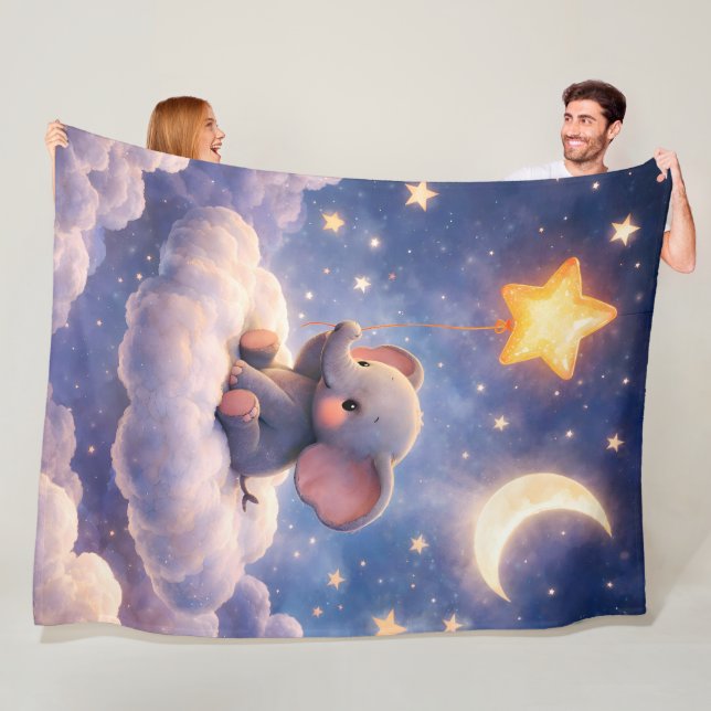 Couverture Polaire elephant heart large blanke (En situation)