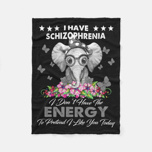 Couverture Polaire Elephant I Have Schizophrenia I Dont Have The Ene  (Devant)