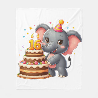 Couverture Polaire Éléphant mignon 16e anniversaire