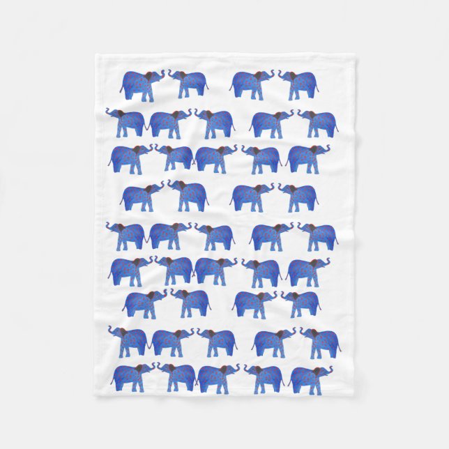 Couverture Polaire Eléphant Mood Fleece Blanket, éléphant bleu (Devant)