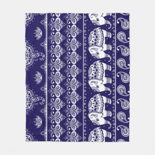 Couverture Polaire Elephant, paisley : motif vintage tribal.