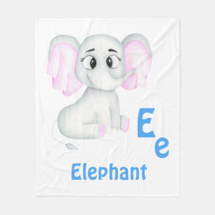 Couverture Polaire Elephant personnalise ABC : Lettre E - Ajouter vot