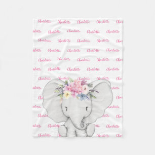 Couverture Polaire Éléphant Personnalisé Navy Nom Bleu Garçon