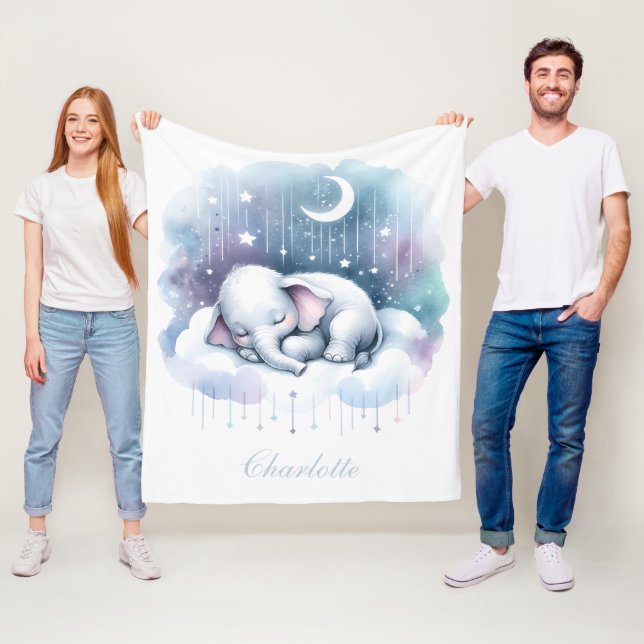 Couverture Polaire Éléphant rêveur bébé nuage  (En situation)