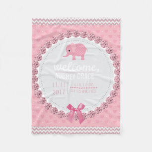 Couverture Polaire Éléphant rose de la crèche   de bébé personna