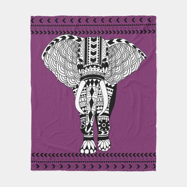 Couverture Polaire Éléphant tribal de Bohème de Geo (Devant)