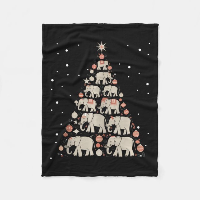 Couverture Polaire Elephant Xmas Arbre Eléphant Arbre de Noël Mariage (Devant)