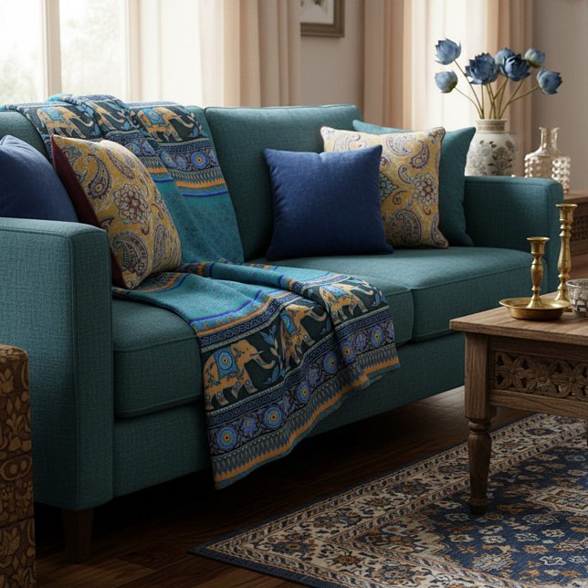 Couverture Polaire Éléphants bleus (Créateur téléchargé)