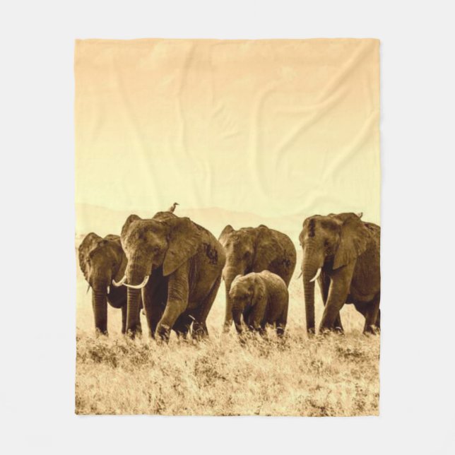 Couverture Polaire Eléphants marchant Fleece Blanket (Devant)