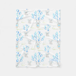 Couverture Polaire Eléphants mignons Ballons & Nuages Baby Boy Motif