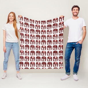 Couverture Polaire Eléphants rouge rose Motif