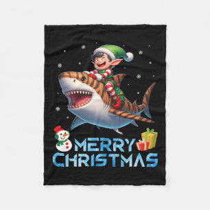 Couverture Polaire Elf Riding Tiger Shark Snowman Présenter Joyeux Ch