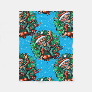 Couverture Polaire Elfe de Noël avec couronne