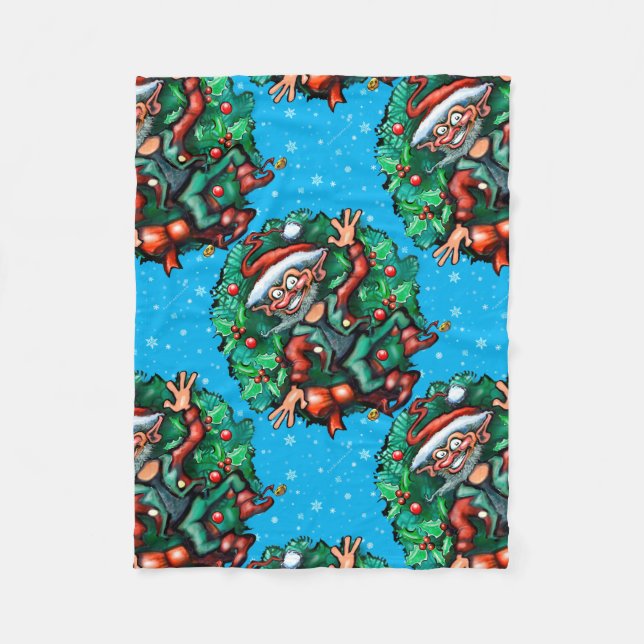 Couverture Polaire Elfe de Noël avec couronne (Devant)