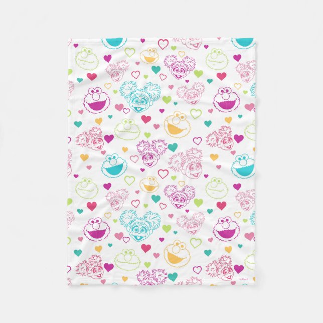 Couverture Polaire Elmo & Abby Cadabby Valentine Hearts Motif (Devant)
