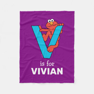 Couverture Polaire Elmo Alphabet V bleu
