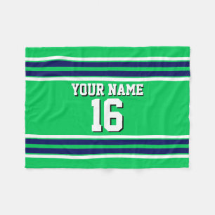 Couverture Polaire Emerald Green avec Navy White Stripes Team Jersey