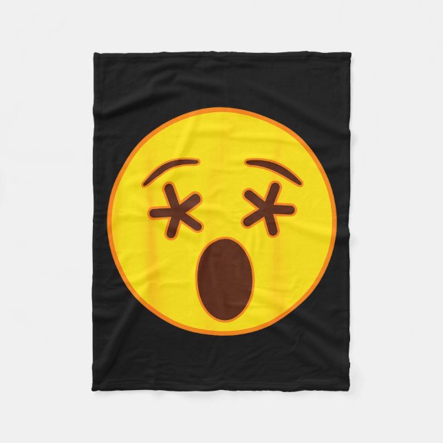 Couverture Polaire Emoji Crossed Out Eyes Yellow Smile Face  (Devant)