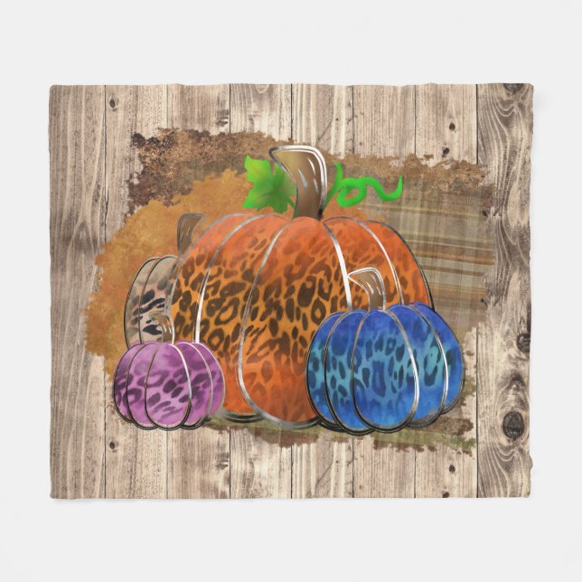Couverture Polaire Empreinte de léopard Automne Citrouilles Automne S (Devant (Horizontal))