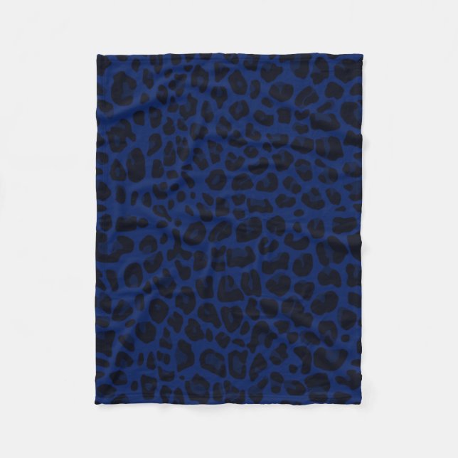 Couverture Polaire Empreinte de léopard de bleu marine (Devant)