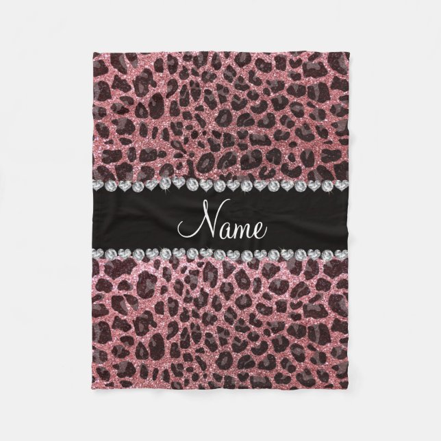Couverture Polaire Empreinte de léopard d'parties scintillant rose cl (Devant)