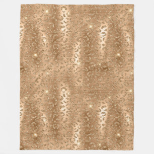 Couverture Polaire Empreinte de léopard Gold Glam Parties scintillant