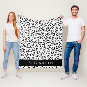 Couverture Polaire Empreinte de léopard, Spots, Noir Et Blanc, Votre