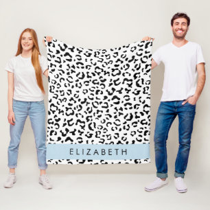 Couverture Polaire Empreinte de léopard, Spots, Noir Et Blanc, Votre
