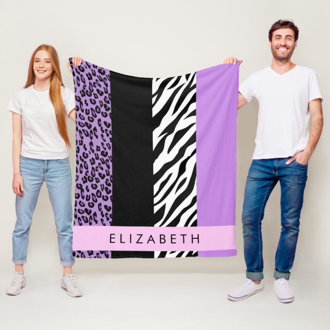 Couverture Polaire Empreinte de léopard, Zebra Print, Purple, Votre n (En situation)
