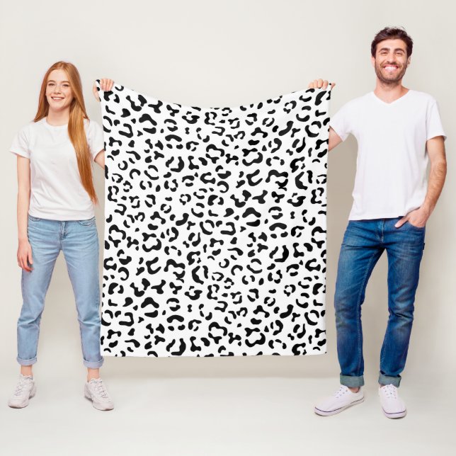 Couverture Polaire Empreinte de léopard, Zones Léopard, Noir Et Blanc (En situation)