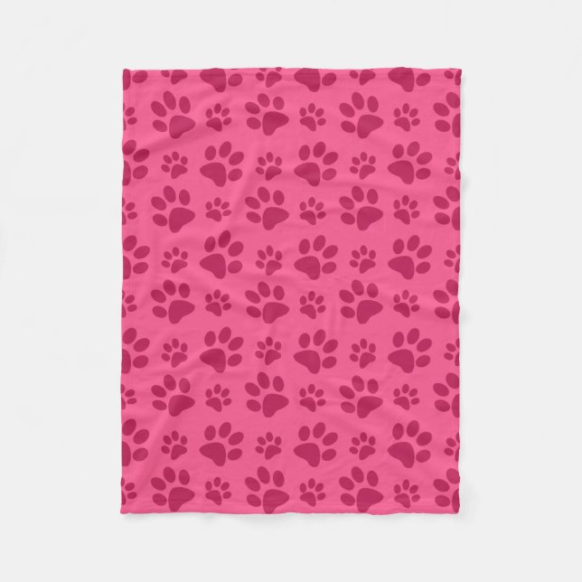 Couverture Polaire Empreinte de patte de chien rose (Devant)