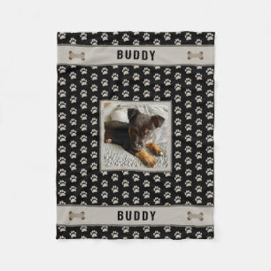 Couverture Polaire Empreinte de patte photo Dog Pet Lover Black Grey