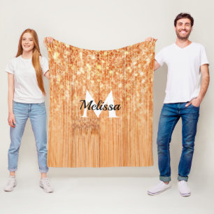 Couverture Polaire Empreinte en bois de bambou orange brillant Monogr