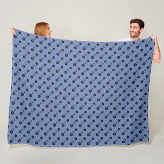 Couverture Polaire Empreinte florale noire en bleu