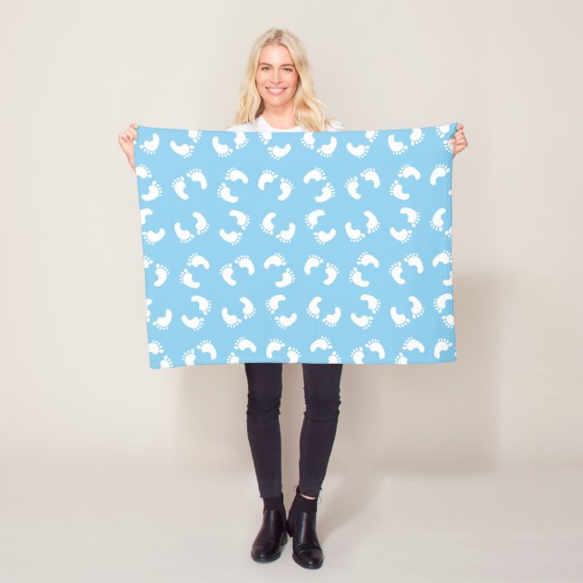 Couverture Polaire Empreintes bébé, Pied bébé, Marches, Bleu, Garçon (En situation)