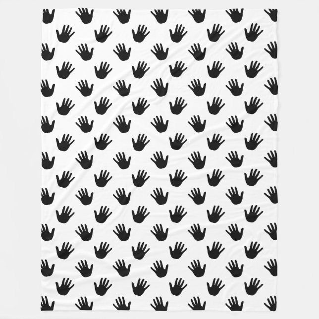 Couverture Polaire Empreintes de mains à pois noirs et blancs (Devant)