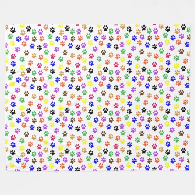 Couverture Polaire Empreintes de pattes arc-en-ciel Motif polaire (Devant (Horizontal))