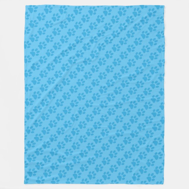 Couverture Polaire Empreintes de pattes bleus sur Motif bleu (Devant)