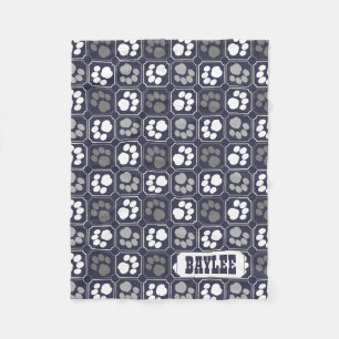 Couverture Polaire Empreintes de pattes Carrelage Design Marine Bleu