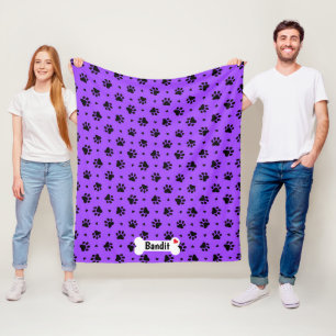 Couverture Polaire Empreintes de pattes de chien noir et Motif de coe
