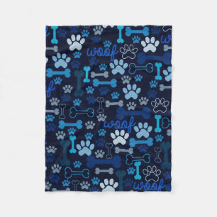 Couverture Polaire Empreintes de pattes et os bleus