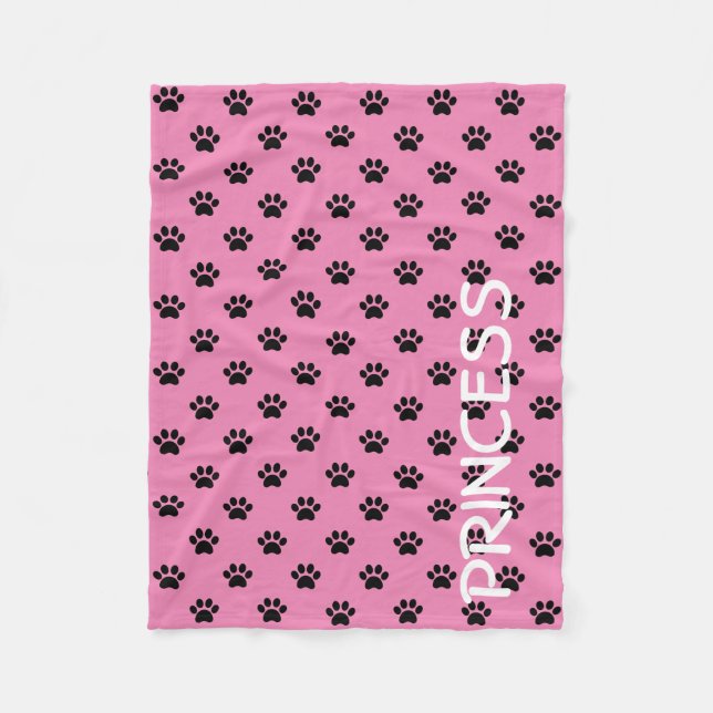 Couverture Polaire Empreintes de pattes noirs sur Girly Pink Personna (Devant)