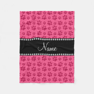 Couverture Polaire Empreintes de pattes roses nommés personnalisés 