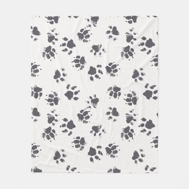 Couverture Polaire Empreintes Paw : Chien Monochrome Sans Seamless. (Devant)