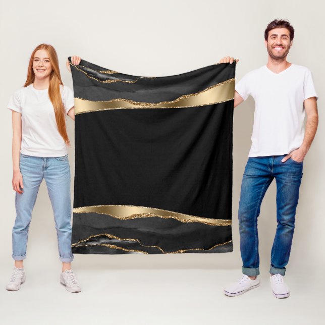 Couverture polaire en agate or noir (En situation)