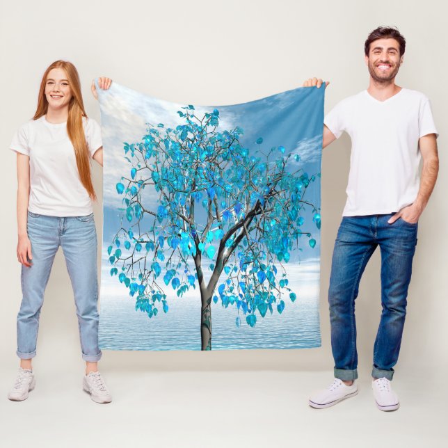 Couverture polaire en Arbre bleu cristal (En situation)